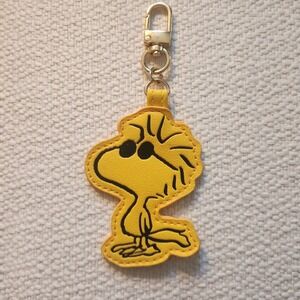 Peanuts Woodstock Bag Charm Keychain Unisex OS Yellow Excellent Faux Leather
